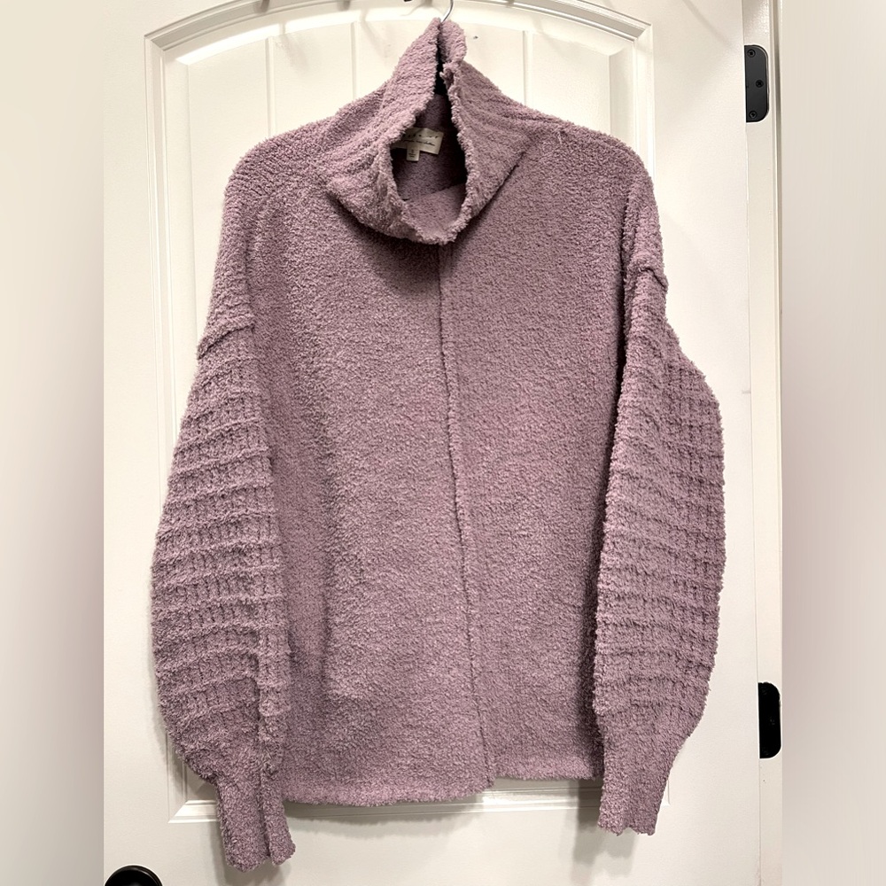 Dusty purple bubble sleeve cozy sweater